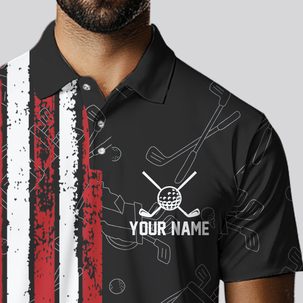 Black Camo American Flag Golf Polo Shirts For Men custom Patriotic golf outfit Team Jerseys NQS9727