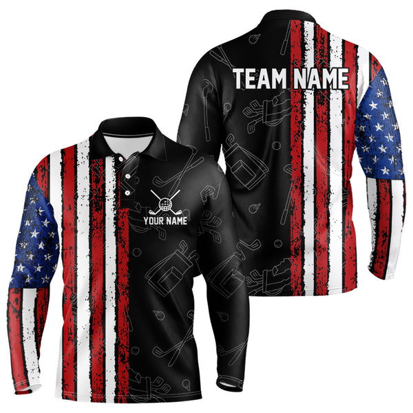 Black Camo American Flag Golf Polo Shirts For Men custom Patriotic golf outfit Team Jerseys NQS9727