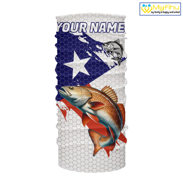 Red, White and Blue Texas Flag Redfish Fishing custom Redfish long sleeves performance fishing shirts NQS10001