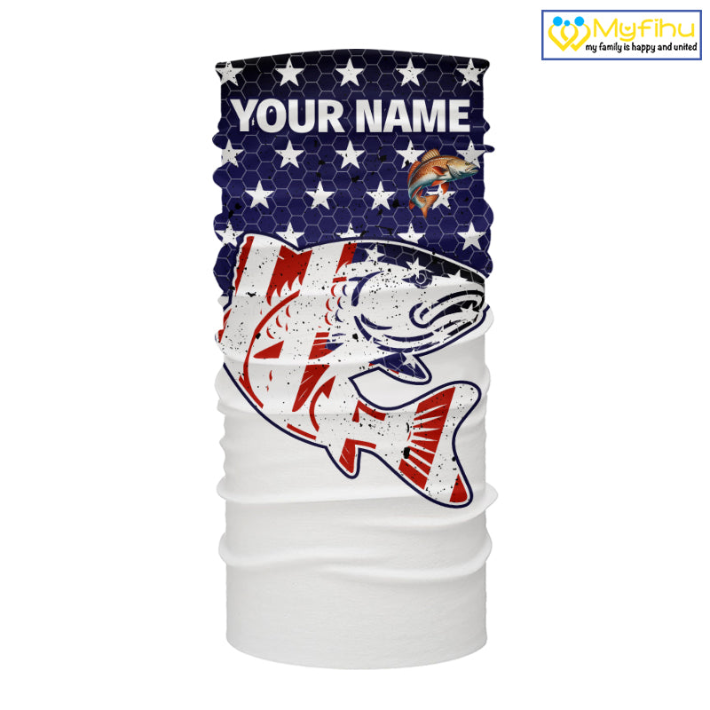 Red, White and Blue American Flag Redfish Fishing custom patriotic Redfish performance fishing shirts NQS10002