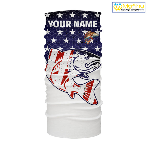 Red, White and Blue American Flag Redfish Fishing custom patriotic Redfish performance fishing shirts NQS10002