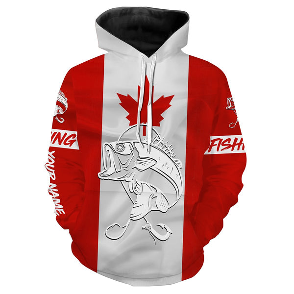 Bass Fishing 3D Canadian Flag Customize name All over print shirts NQS490