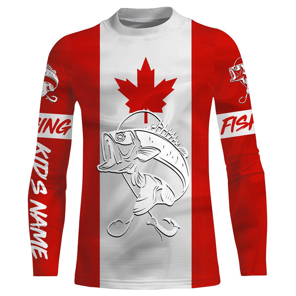 Bass Fishing 3D Canadian Flag Customize name All over print shirts NQS490