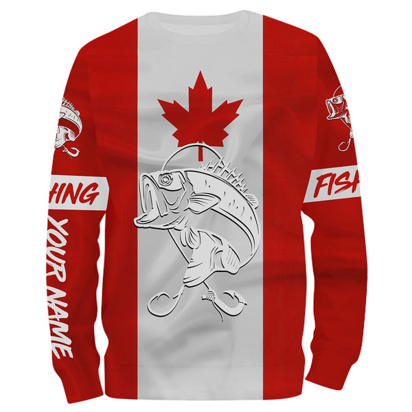 Bass Fishing 3D Canadian Flag Customize name All over print shirts NQS490