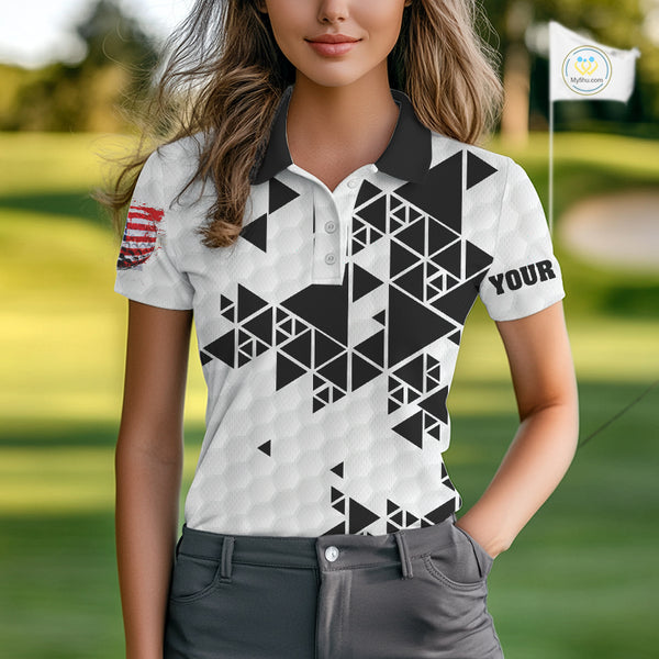Funny Women golf polo shirts black and white custom I was one under today, under a tree, bush, water NQS10164