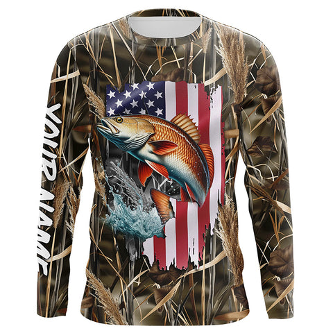 American Redfish fishing camo custom fishing shirts for men, women, kid NQS1033