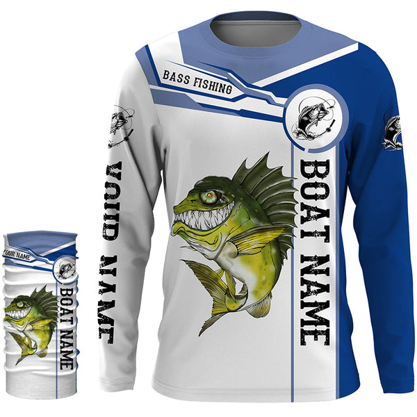 Angry Largemouth Bass fishing Custom name and boat name fishing shirts for men, custom fishing apparel NQS4180