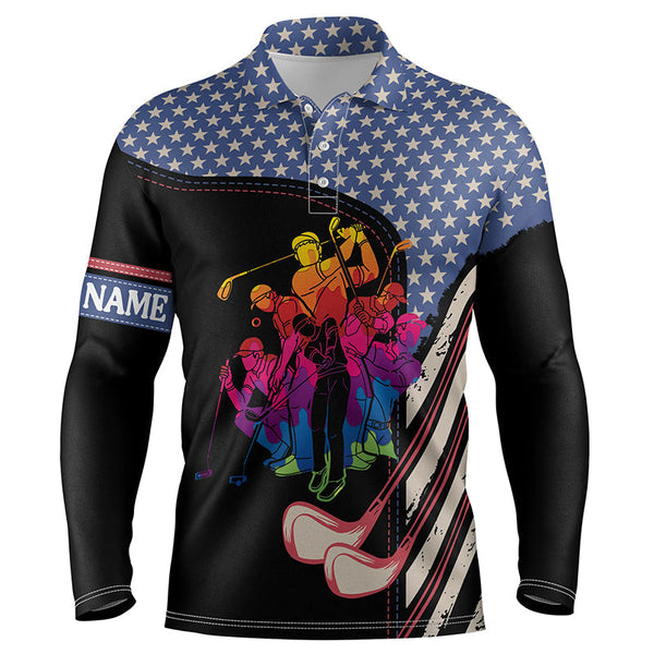 Men golf polo shirts American flag golf clubs custom team golf polo shirts, personalized golf gifts NQS4409