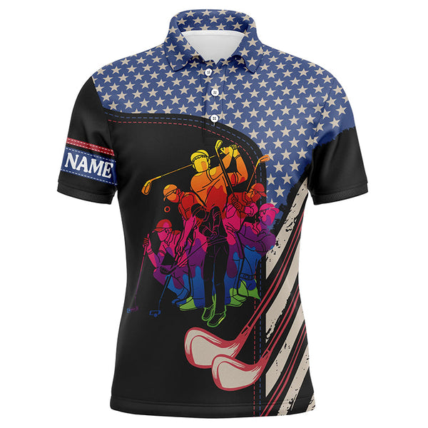 Men golf polo shirts American flag golf clubs custom team golf polo shirts, personalized golf gifts NQS4409