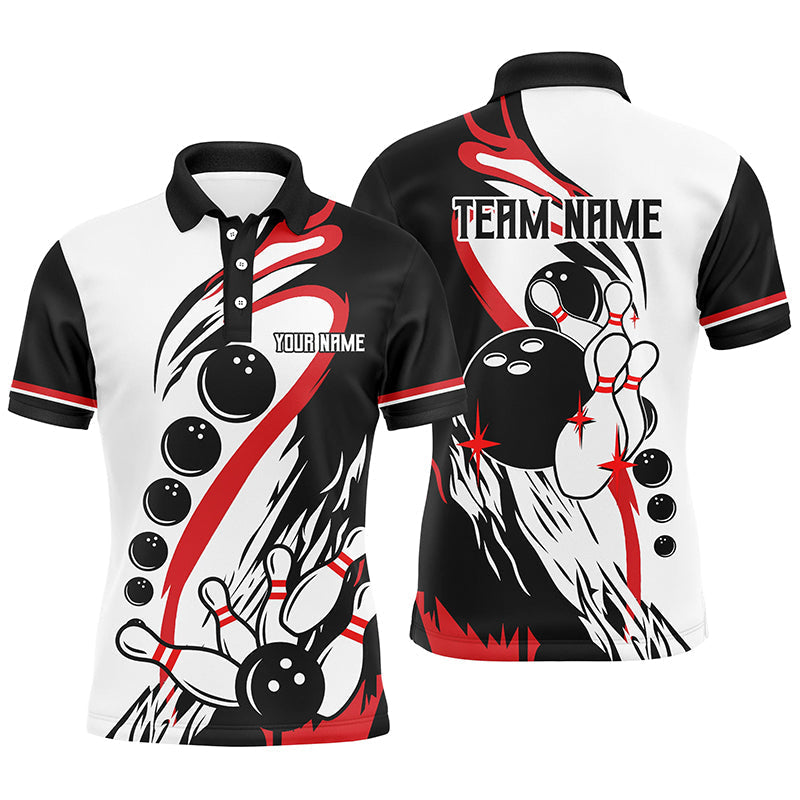 Black and white retro bowling league jerseys custom Men Bowling Polo Shirt, gifts for bowlers NQS7061