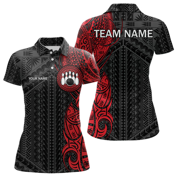 Black and Red Tribal pattern Womens Bowling Shirts Custom Bowling outfit ladies Team bowling jerseys NQS9738