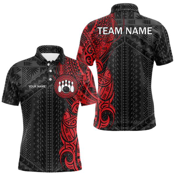 Black and Red Tribal pattern Mens Bowling Shirts Custom Bowling outfit men Team bowling league jersey NQS9738