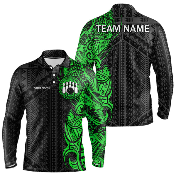 Black and Green Tribal pattern Mens Bowling Shirts Custom Bowling outfit men Team bowling league jersey NQS9739
