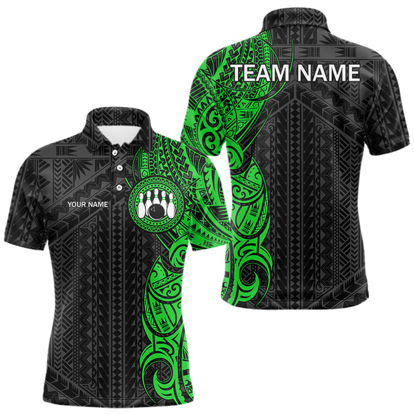 Black and Green Tribal pattern Mens Bowling Shirts Custom Bowling outfit men Team bowling league jersey NQS9739