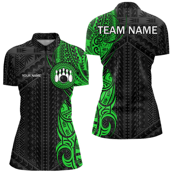 Black and Green Tribal pattern Womens Bowling Shirts Custom Bowling outfit ladies Team bowling jerseys NQS9739
