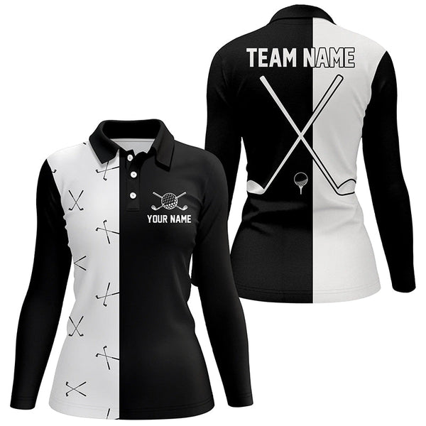 Black and white Womens golf polo shirt custom golf clubs golf shirt for ladies, team golf clothes NQS6680