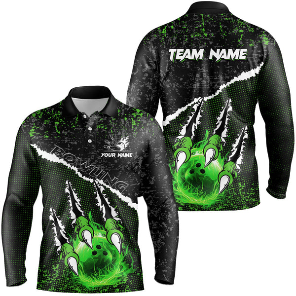 Green Flame Bowling Ball Black Camo Bowling shirts for Men custom Team bowling League jerseys NQS9004