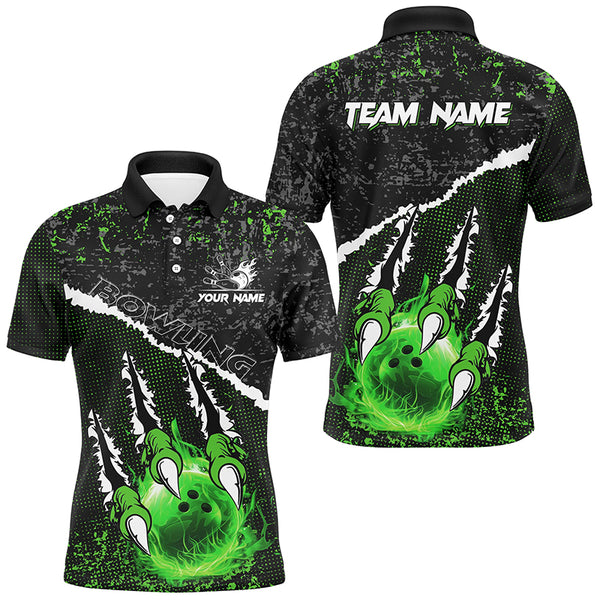 Green Flame Bowling Ball Black Camo Bowling shirts for Men custom Team bowling League jerseys NQS9004