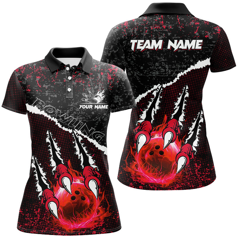 Red Flame Bowling Ball Black Camo Bowling shirts for Women custom Team bowling League jerseys NQS9005