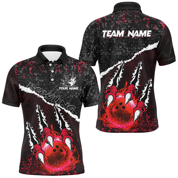 Red Flame Bowling Ball Black Camo Bowling shirts for Men custom Team bowling League jerseys NQS9005