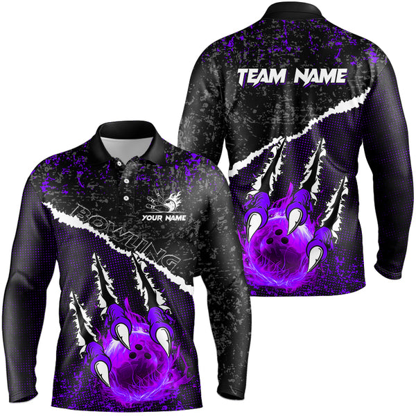 Purple Flame Bowling Ball Black Camo Bowling shirts for Men custom Team bowling League jerseys NQS9006