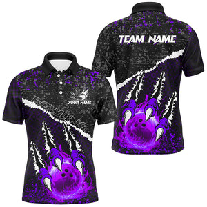 Purple Flame Bowling Ball Black Camo Bowling shirts for Men custom Team bowling League jerseys NQS9006