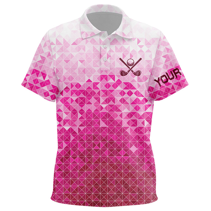 Kid golf polos shirts custom name Pink pattern golf apparel, cool polo shirts for Kid NQS9248