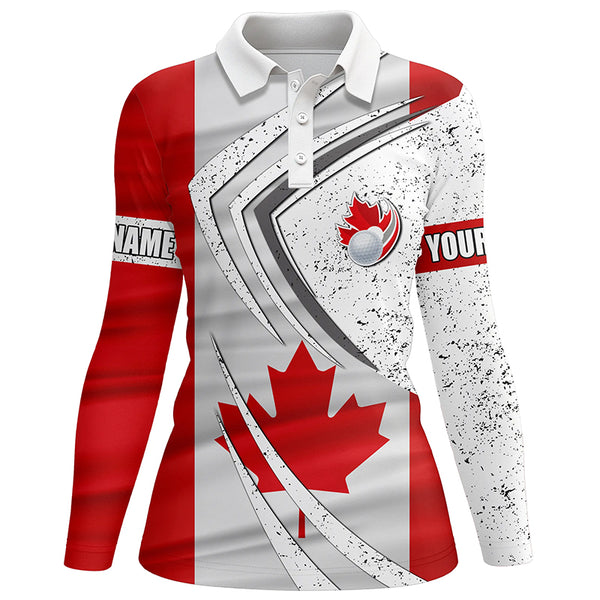 Women golf polo shirt Canadian flag custom team golf shirts, patriot golf tops for women NQS7069