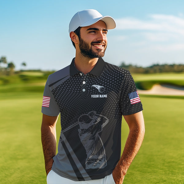 Golf Polo Shirts For Men Custom Team Name golf tops for mens, unique golf gifts | Black NQS9748