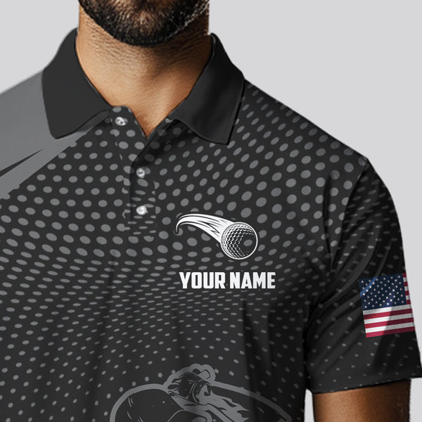 Golf Polo Shirts For Men Custom Team Name golf tops for mens, unique golf gifts | Black NQS9748