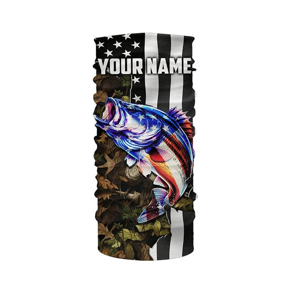 Bass Fishing 3D American Flag Patriot camo Customize name Long Sleeve UV Protection Fishing Shirts NQS1761