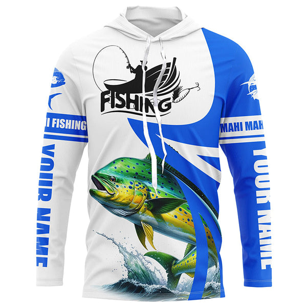 Mahi mahi fishing Custom sun protection long sleeve fishing shirts, Dorado fishing jerseys | Blue NQS5320