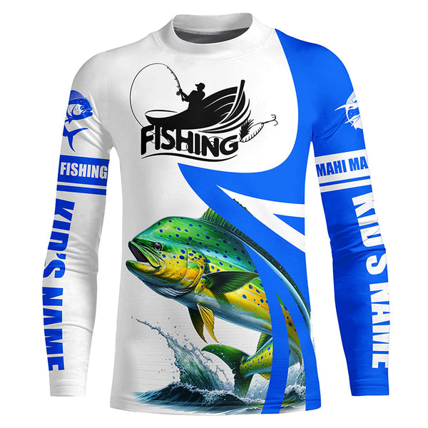 Mahi mahi fishing Custom sun protection long sleeve fishing shirts, Dorado fishing jerseys | Blue NQS5320