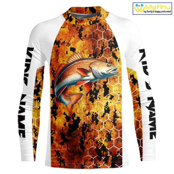 Redfish Fishing Scales Camo custom performance long sleeve Redfish fishing shirts NQS10005