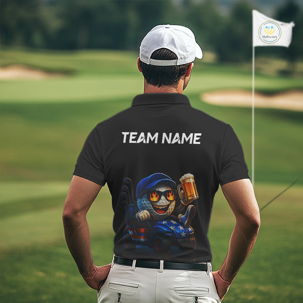 Funny American Flag Golf ball Mens golf polo shirts custom golf and beer golf apparel for mens NQS10009