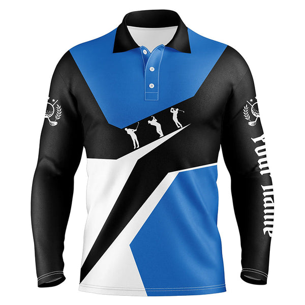 Blue, white and black Mens golf polo shirts custom golf sport team polo shirts, best mens golf wear NQS6209