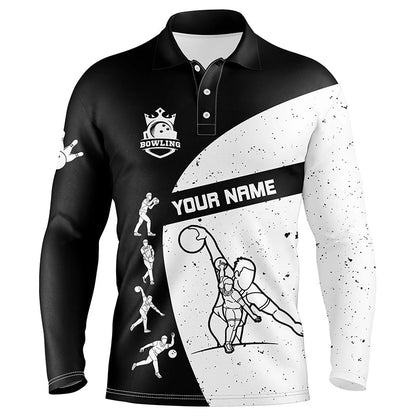 Black and white Bowling polo shirts for men custom Bowling Team League Shirt, bowling shirts for men NQS6211