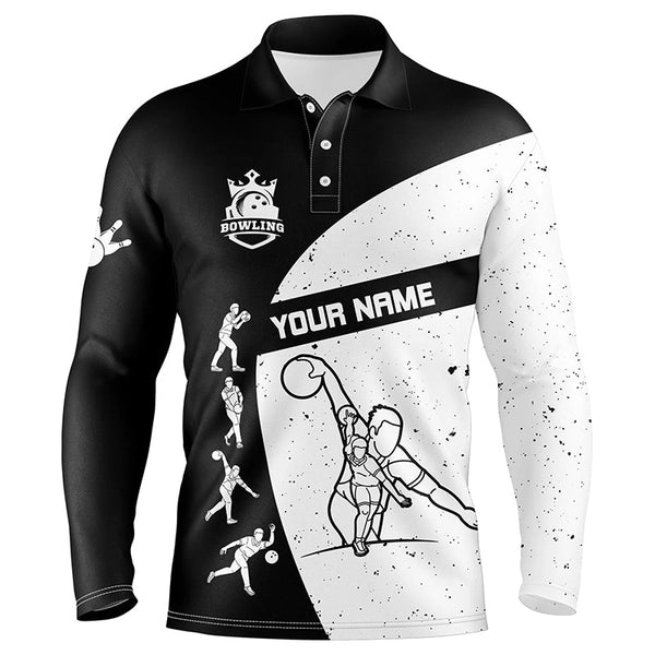 Black and white Bowling polo shirts for men custom Bowling Team League Shirt, bowling shirts for men NQS6211