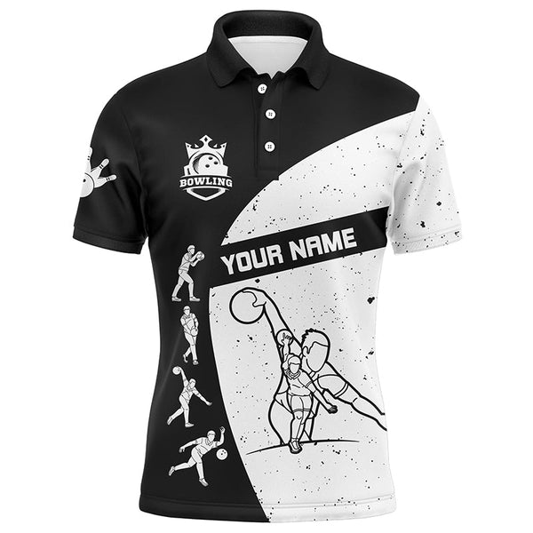 Black and white Bowling polo shirts for men custom Bowling Team League Shirt, bowling shirts for men NQS6211