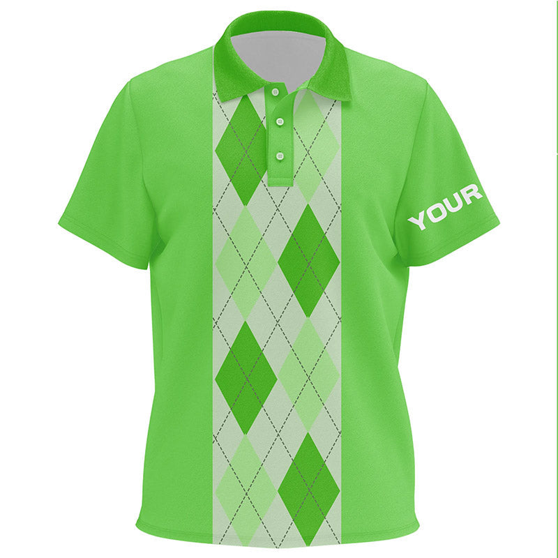 Green argyle plaid pattern Kid golf polo shirts custom polos shirt for Kids, golfing gifts NQS7191