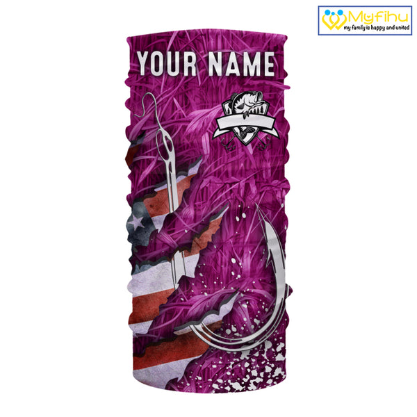 American flag fish hook pink camo fishing custom sun protection performance long sleeve fishing shirt NQS10011