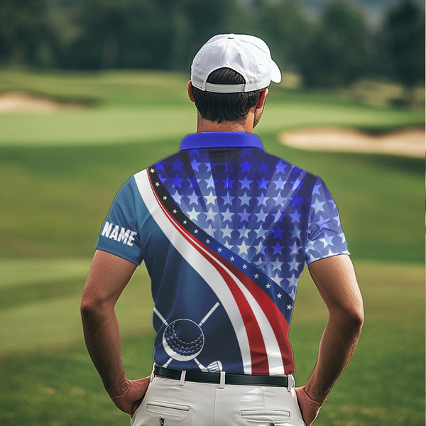 Personalized Red, White and Blue golf polo shirts for men custom patriotic men golf shirts NQS9438