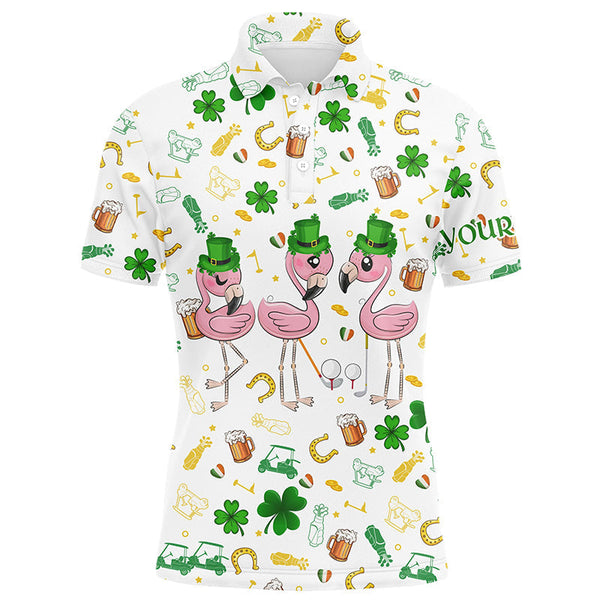 Mens golf polo shirts custom st patrick's day pattern golf clothes flamingo golf polos NQS7201