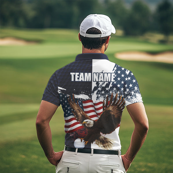 Red, White and Blue American Flag Eagle Golf polo shirts For Men Custom Patriotic Golf Team Jersey NQS9608