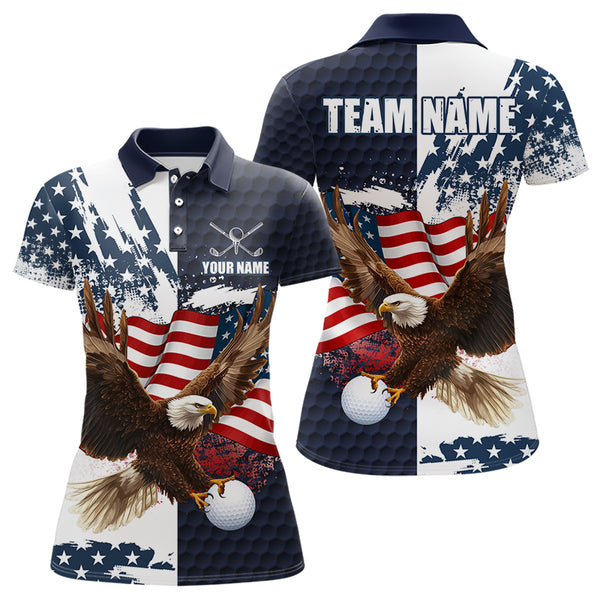 Red, White and Blue American Flag Eagle Golf polo shirts For Women Custom Patriotic Golf Team Jersey NQS9608