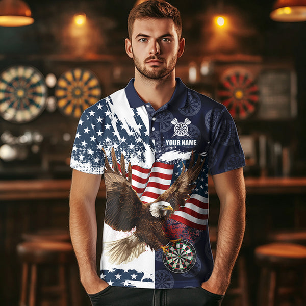 Red, White and Blue American Flag Eagle Darts shirts For Men Custom Patriotic Darts Team Jersey NQS9609