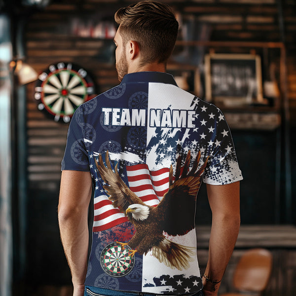 Red, White and Blue American Flag Eagle Darts shirts For Men Custom Patriotic Darts Team Jersey NQS9609