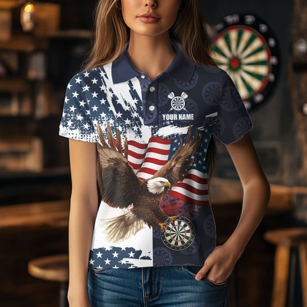 Red, White and Blue American Flag Eagle Darts shirts For Women Custom Patriotic Darts Team Jersey NQS9609
