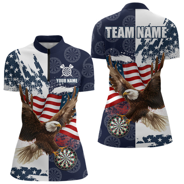 Red, White and Blue American Flag Eagle Darts shirts For Women Custom Patriotic Darts Team Jersey NQS9609