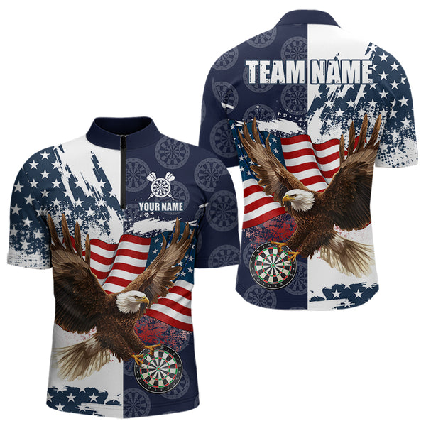 Red, White and Blue American Flag Eagle Darts shirts For Men Custom Patriotic Darts Team Jersey NQS9609